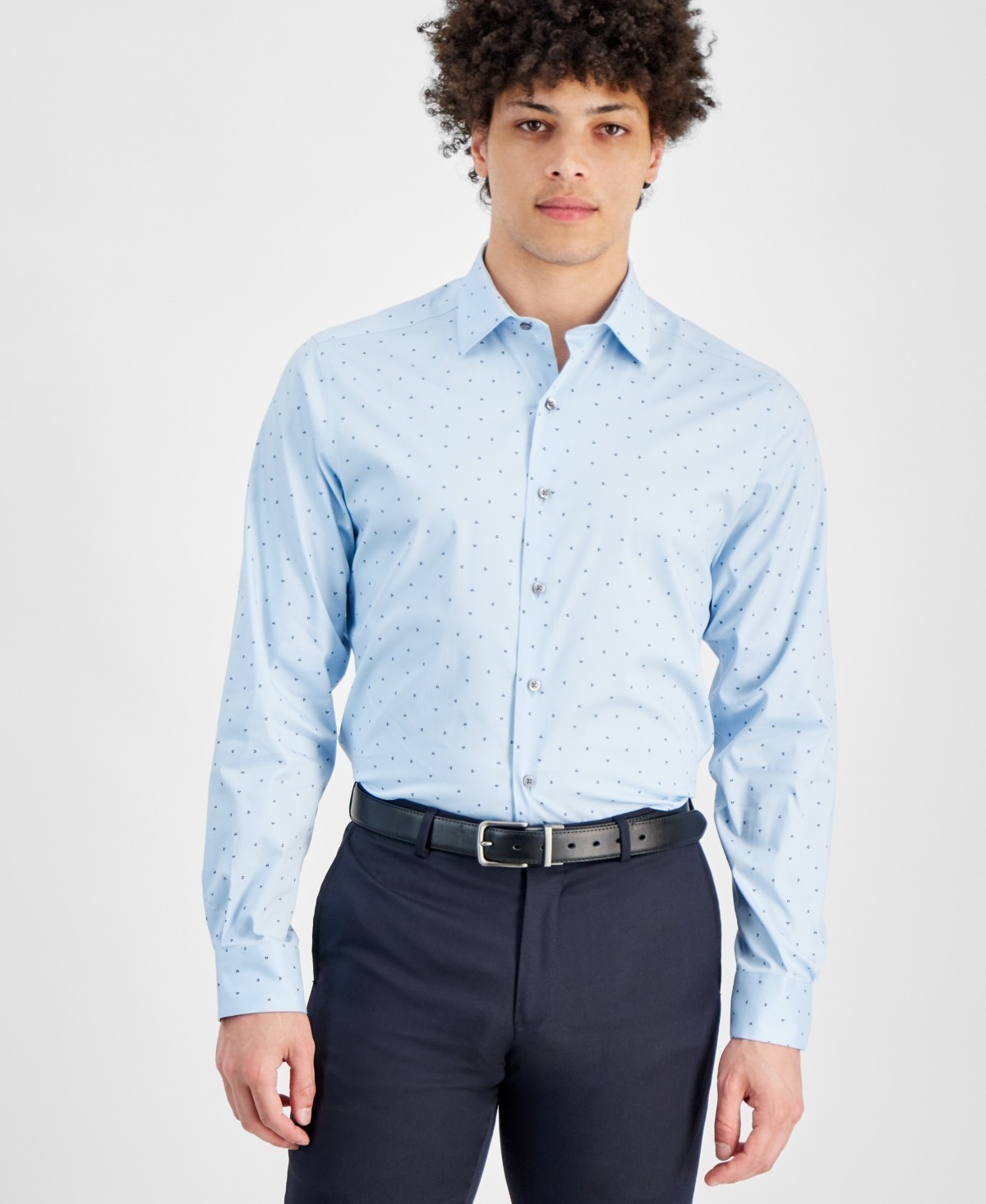 Alfani Mens Slim fit Dress Shirt , Blue Small 14-14.5 in 32-33 *