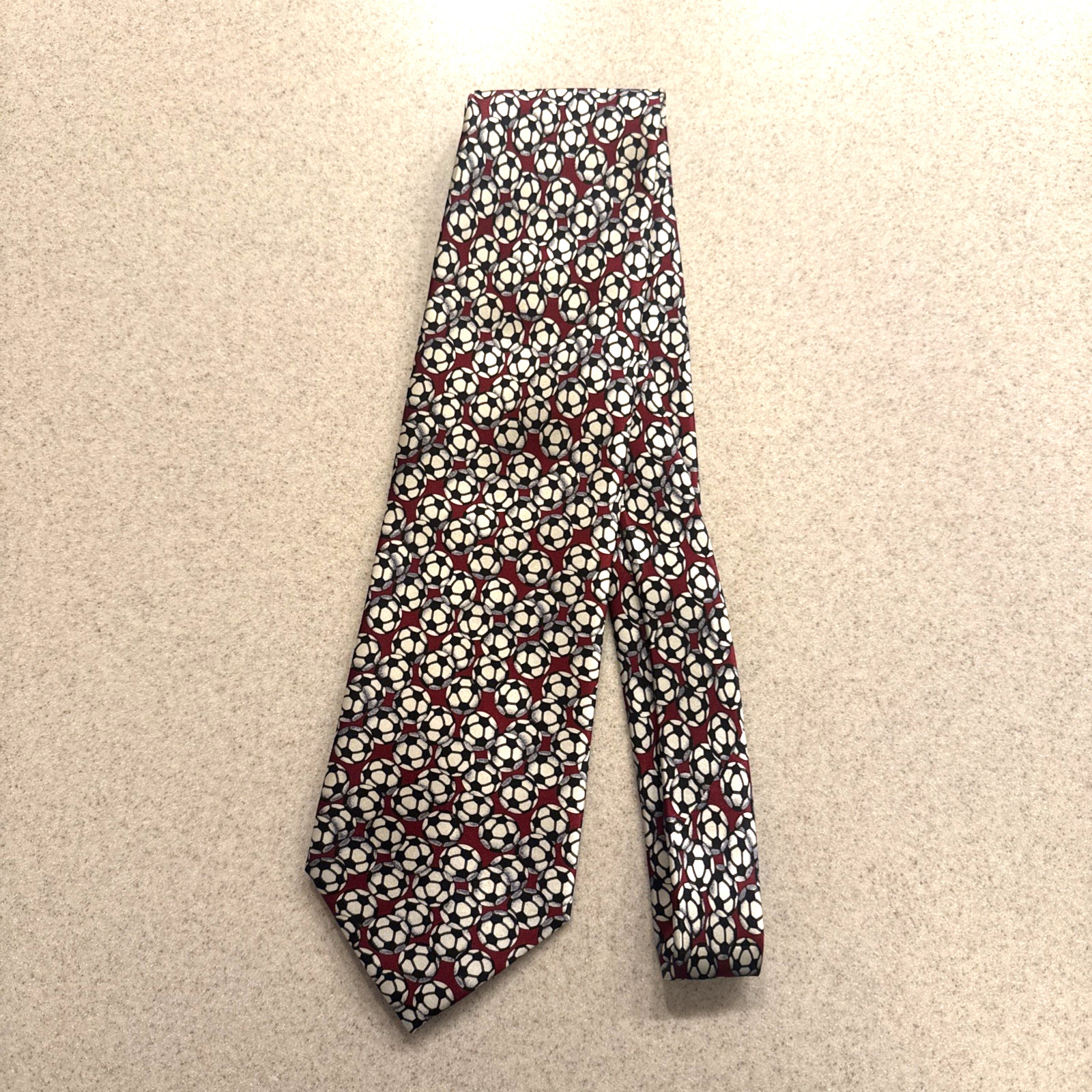 Mens Neck Tie Red Soccer Ball Woven Silk Sport Preppy Novelty MUSEUM ARTIFACTS