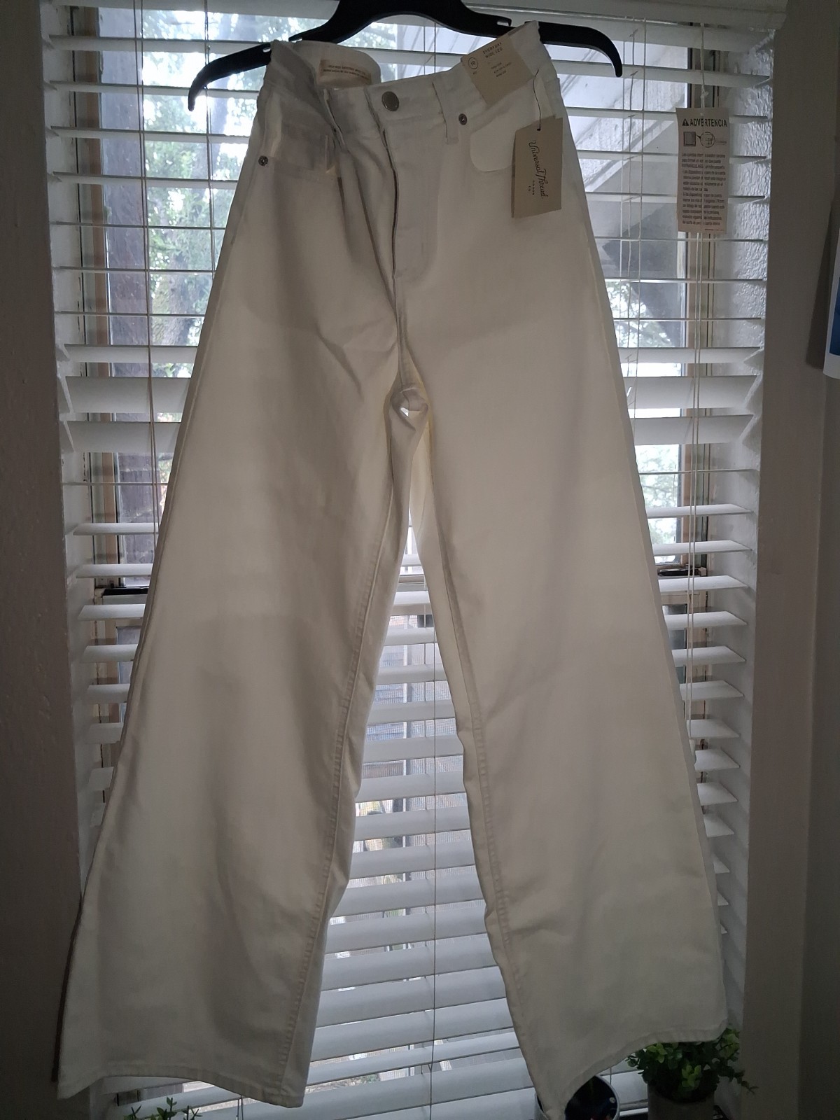 Universal Thread White Denim Wide-Leg Jeans High Rise Stretch 5-Pocket Sz 10