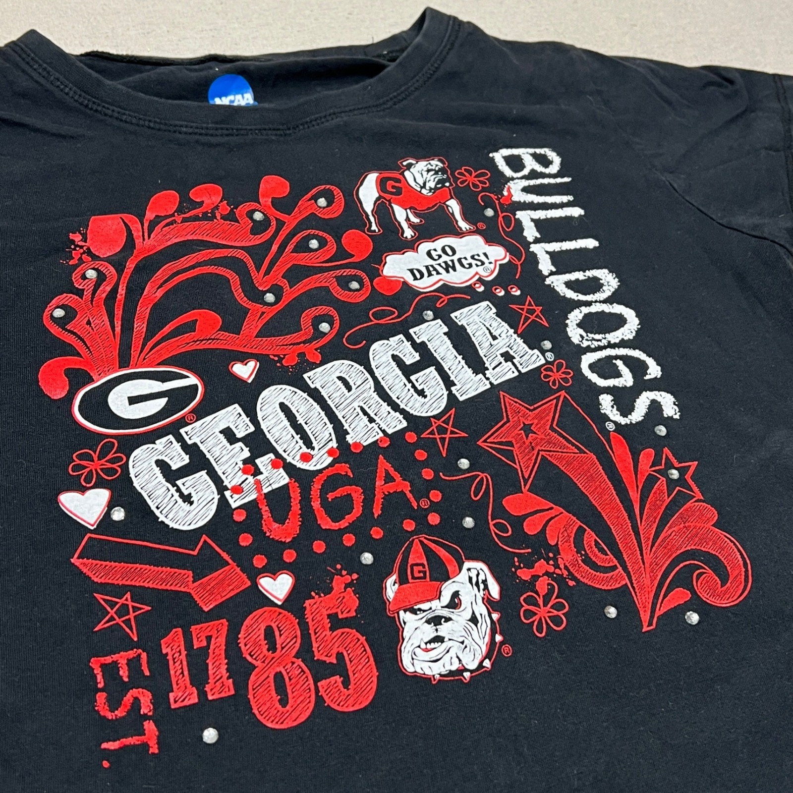 NCAA Georgia Bulldogs GO DAWGS EST 1785 Black T Shirt XL UGA Football