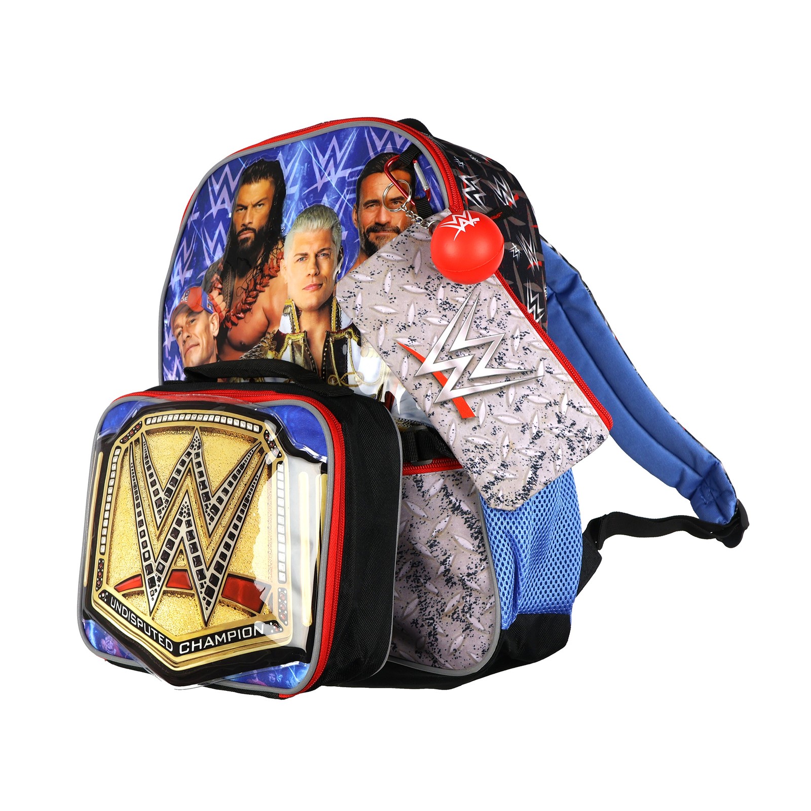 WWE Backpack 5-Piece Set Undisputed Champion 16″ Book Bag with Lunch Box