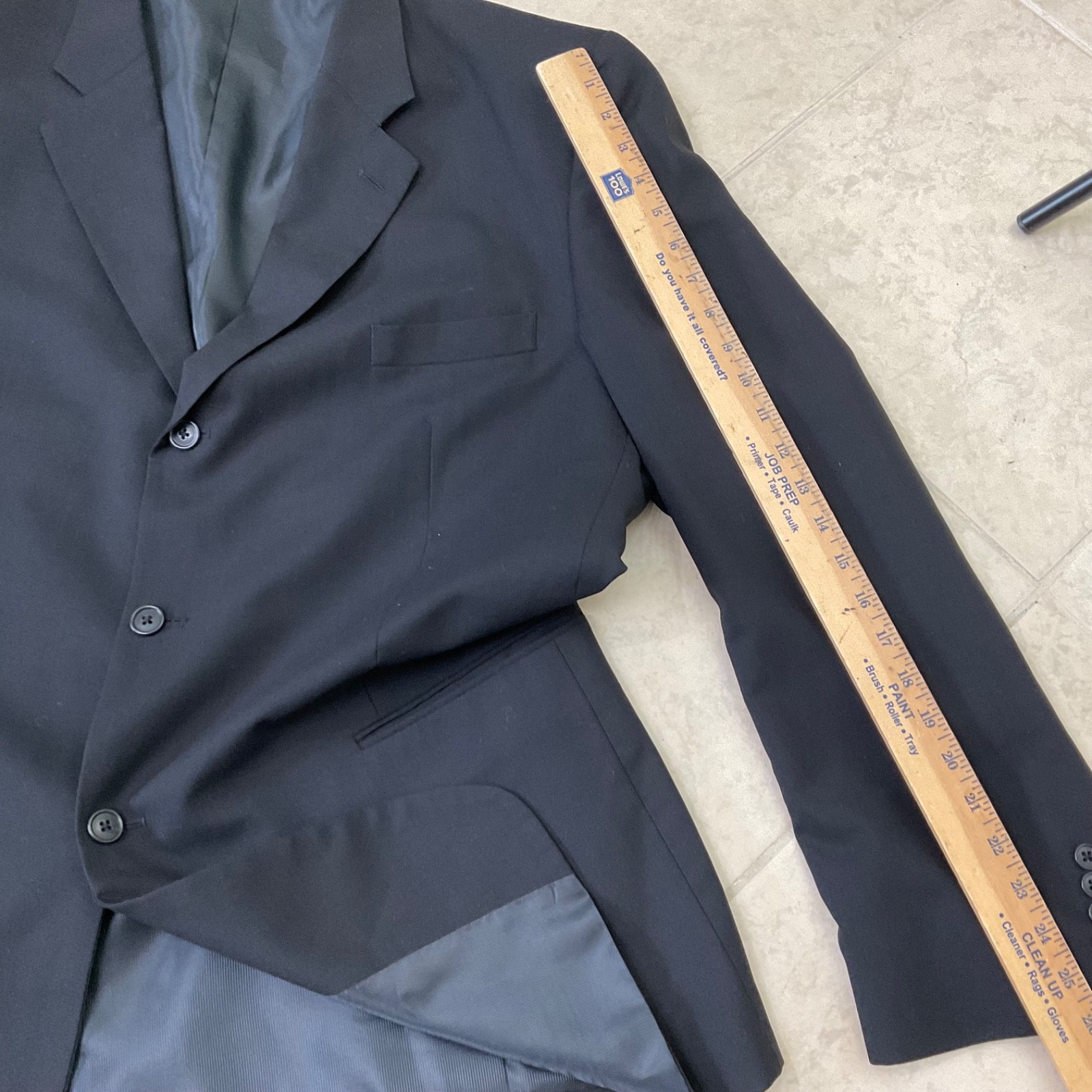 Gianco Polo Blazer Mens 48L Super 140s Wool Suit Jacket Only Black 3 Button