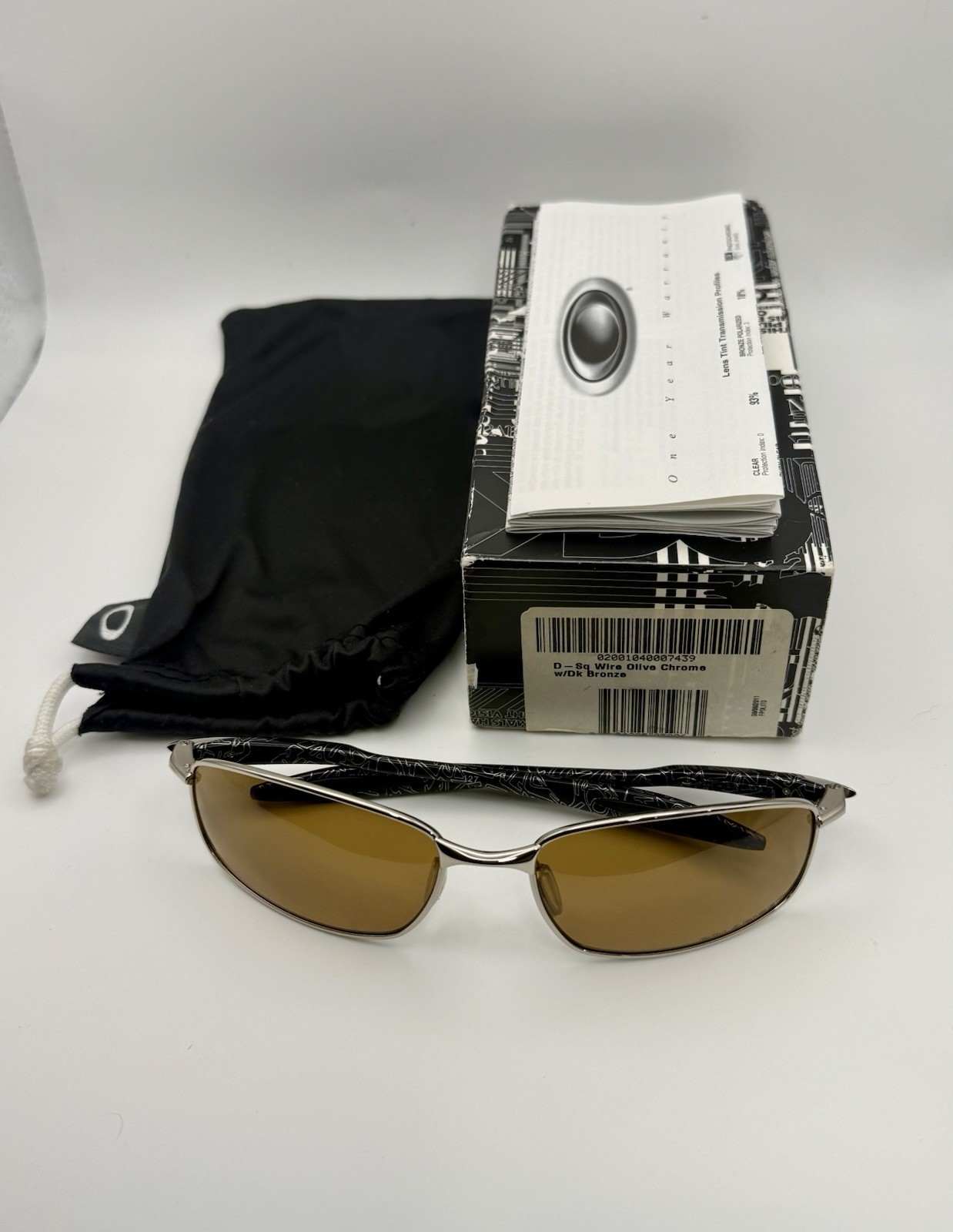 Rare Oakley Square Wire Chrome Bronze Polarized Custom Built w/ Box USA