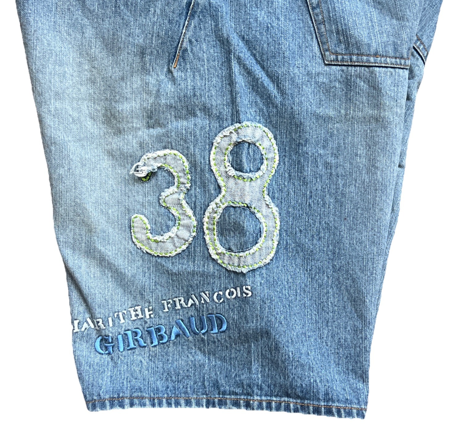 Vintage Marithé François Girbaud “Le Jean De” Embroidered Denim Shorts Size 40