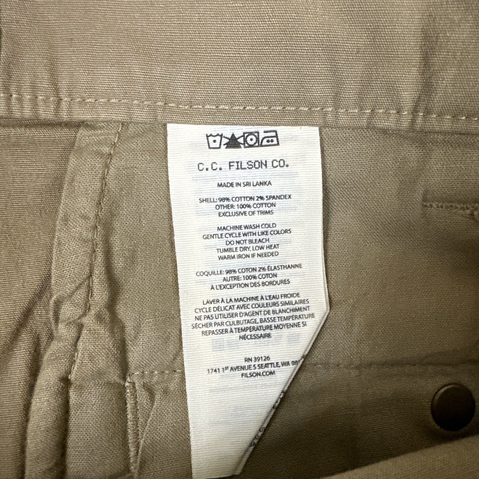 Filson Granite Mountain 6″ Shorts Men’s Size 38 20190979 Gray Khaki Beige