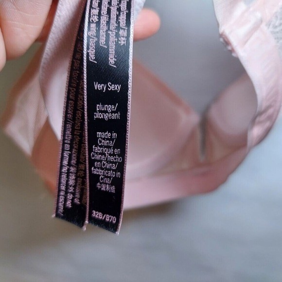 Victoria Secret Bra 32B Pink Supportive Everyday T Shirt Plunge Longline Top