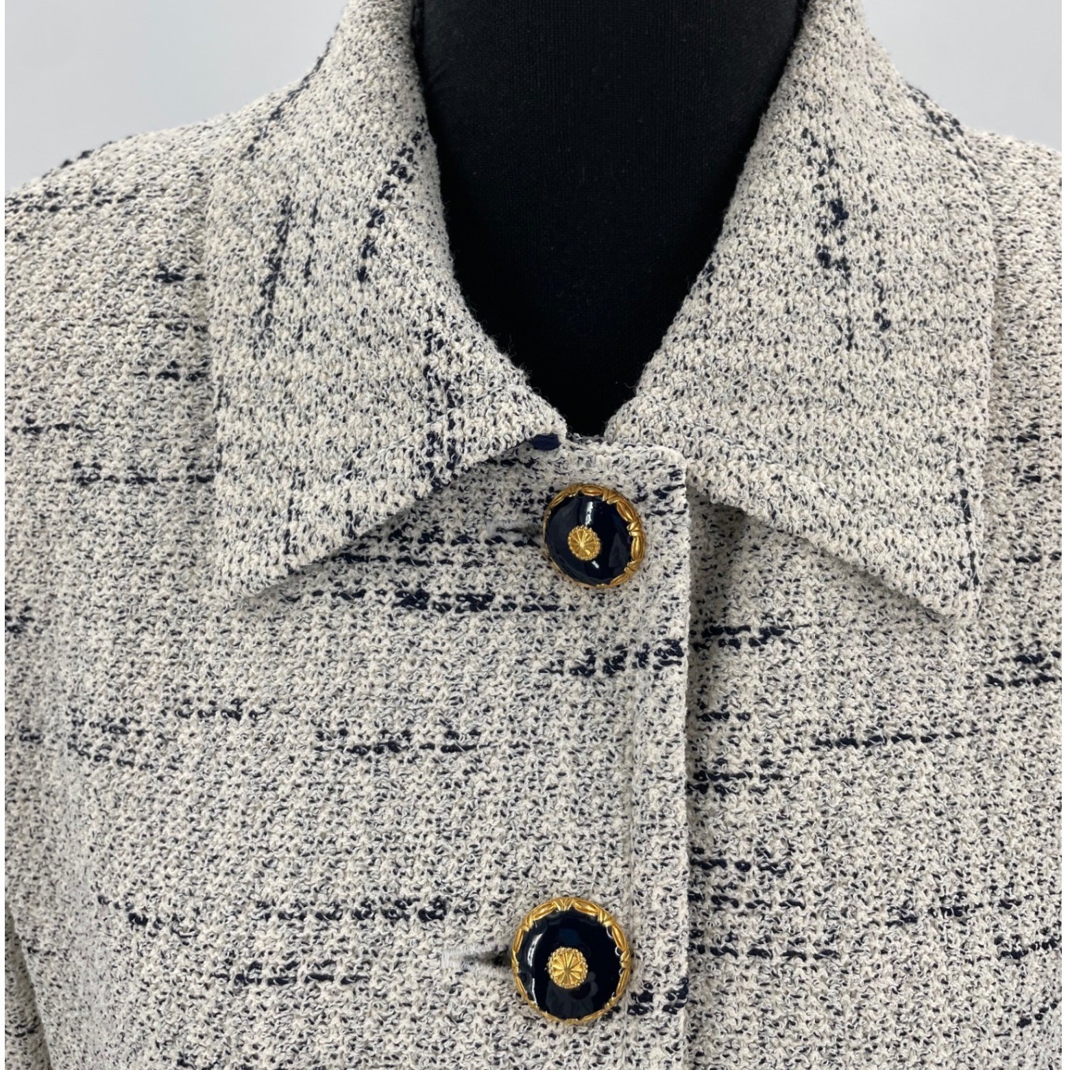 PRISTINE St. John Collection Ivory Tweed Knit Lace Up Corset Back Jacket 10