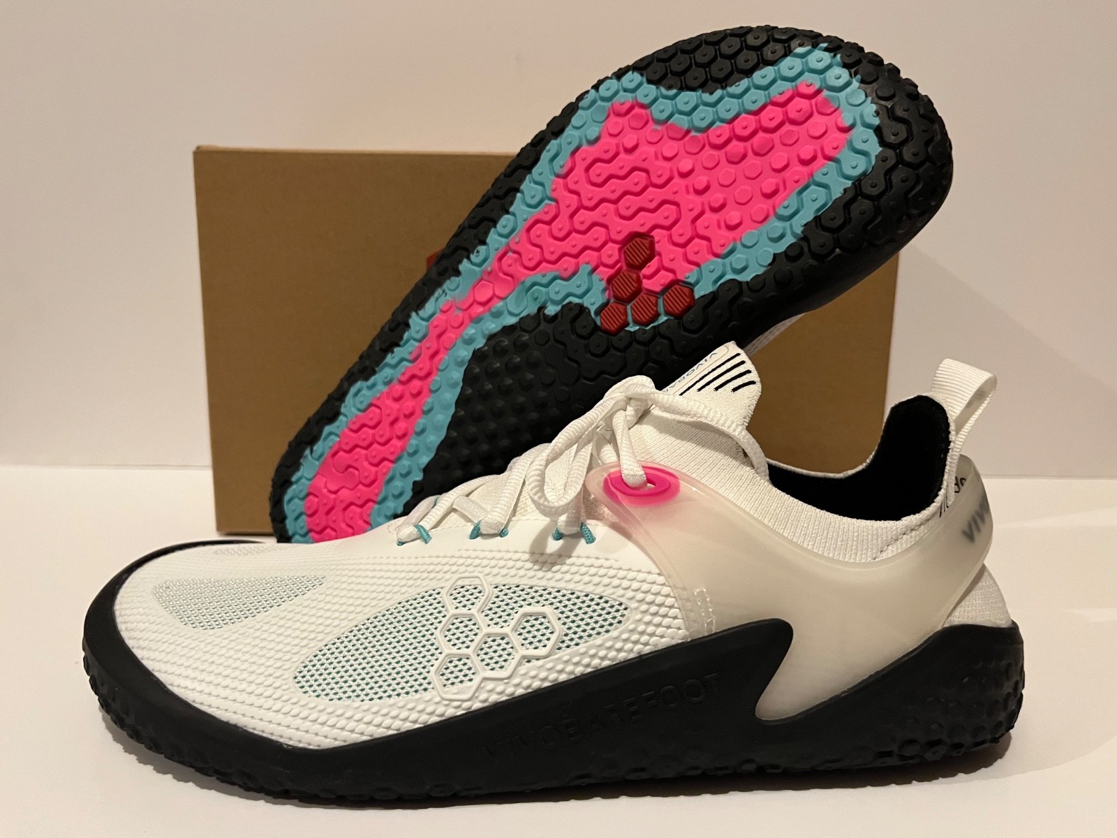 Vivobarefoot Motus Strength Blue White Pink Minimalist Weightlifting Gym Shoes