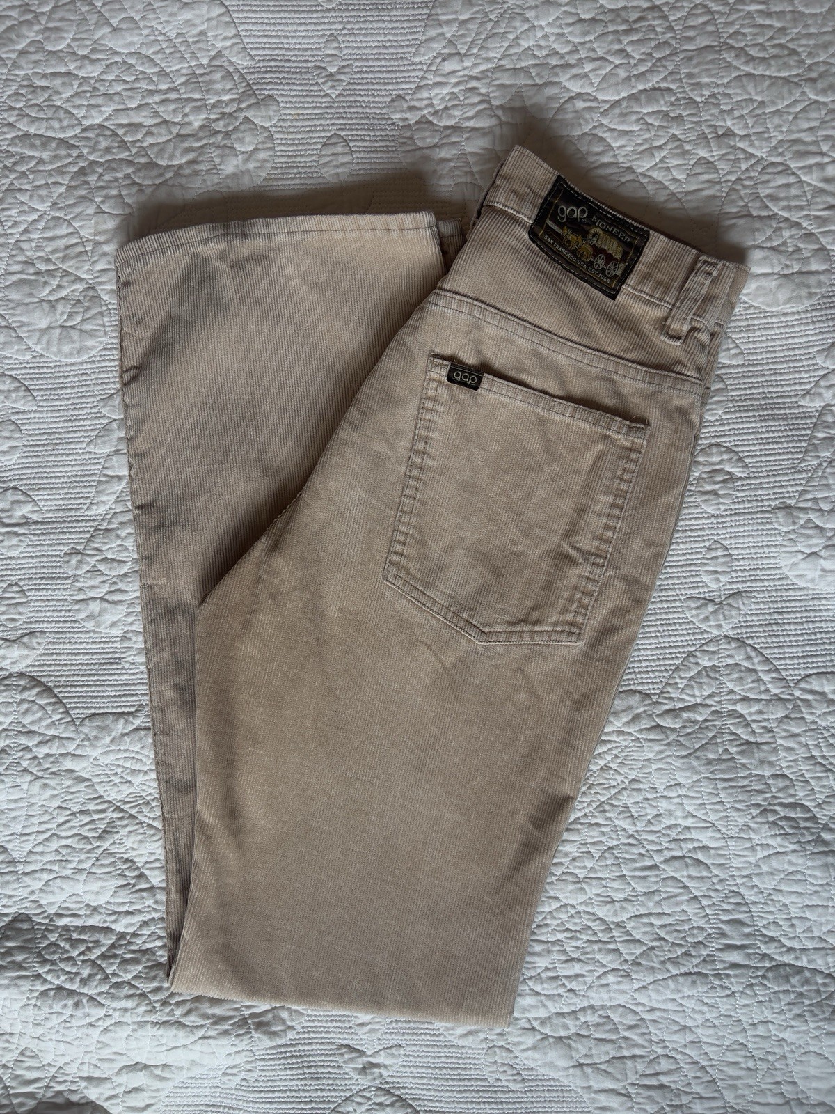 Vintage GAP Pioneer Beige Corduroy Pants 28×30 Straight Leg Unisex Tan 90s
