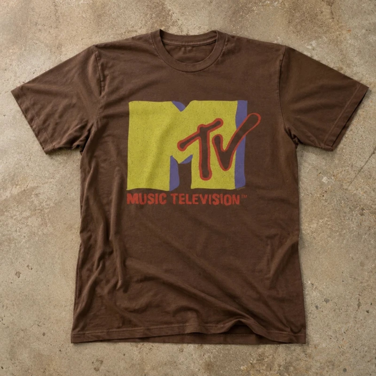 MTV Retro Logo Brown Graphic Tee Unisex Vintage Style Cotton T-Shirt