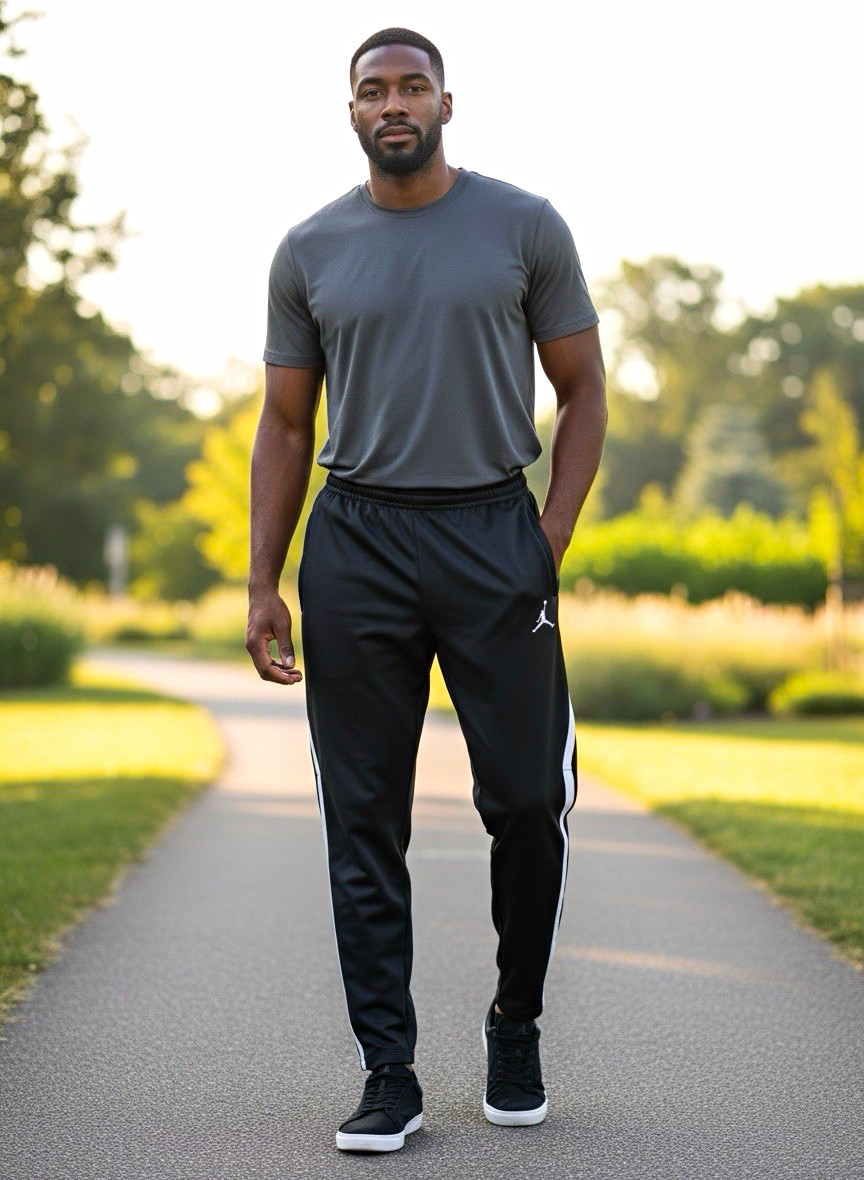 Jordan Dri-FIT Men’s Track Pants Black/White 3XL Tall Drawstring Taper 30″