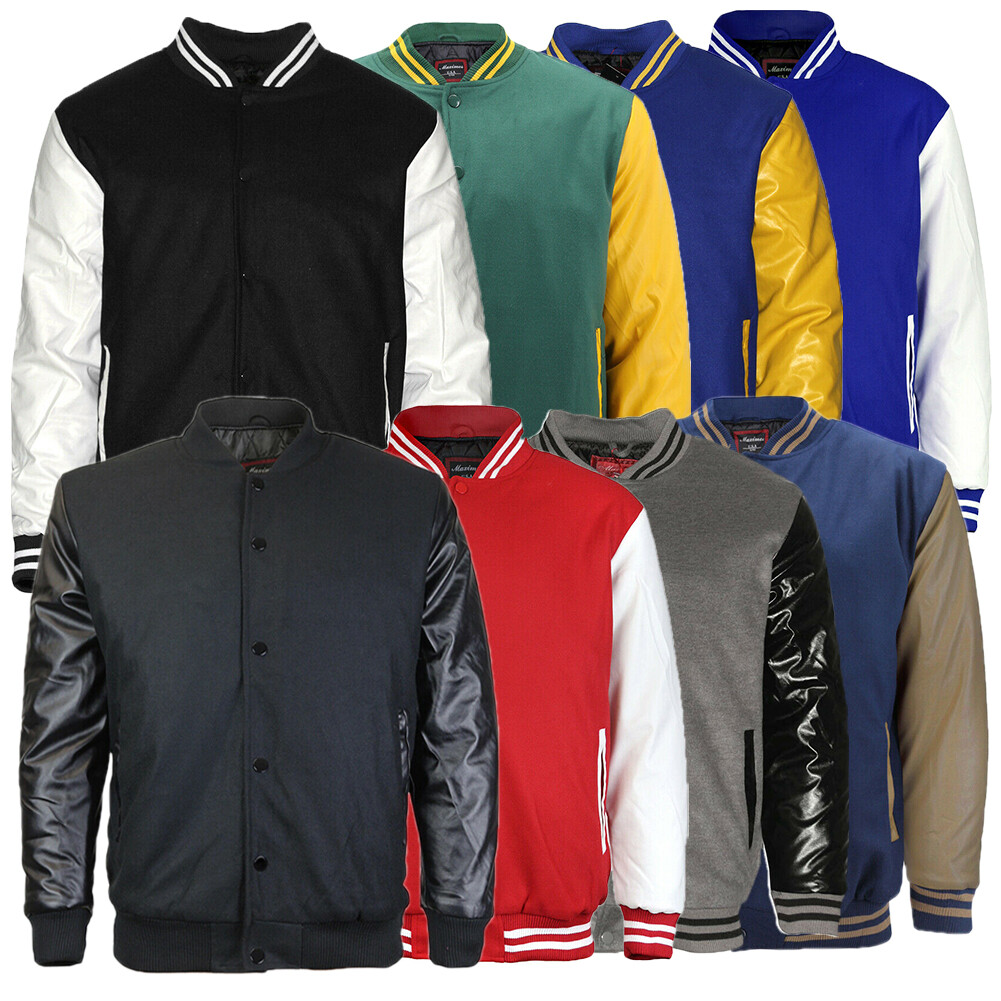Maximos Men’s LMJ Snap Button Front Classic Varsity Jacket