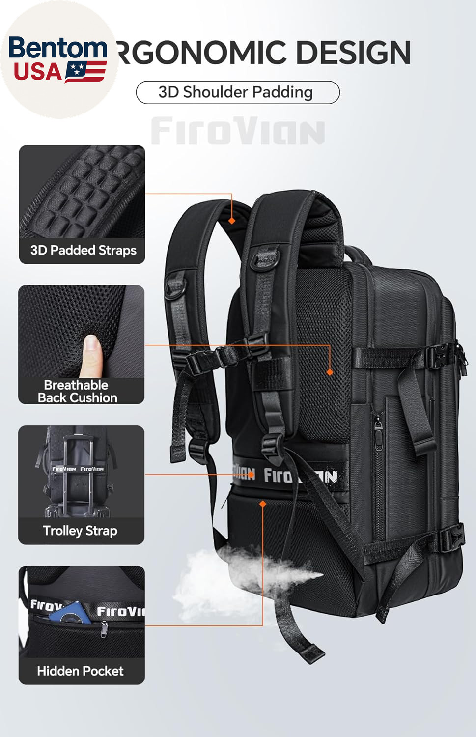Vacuum Backpack Travel, 70L Expandable Carry on Backpack with Compression System