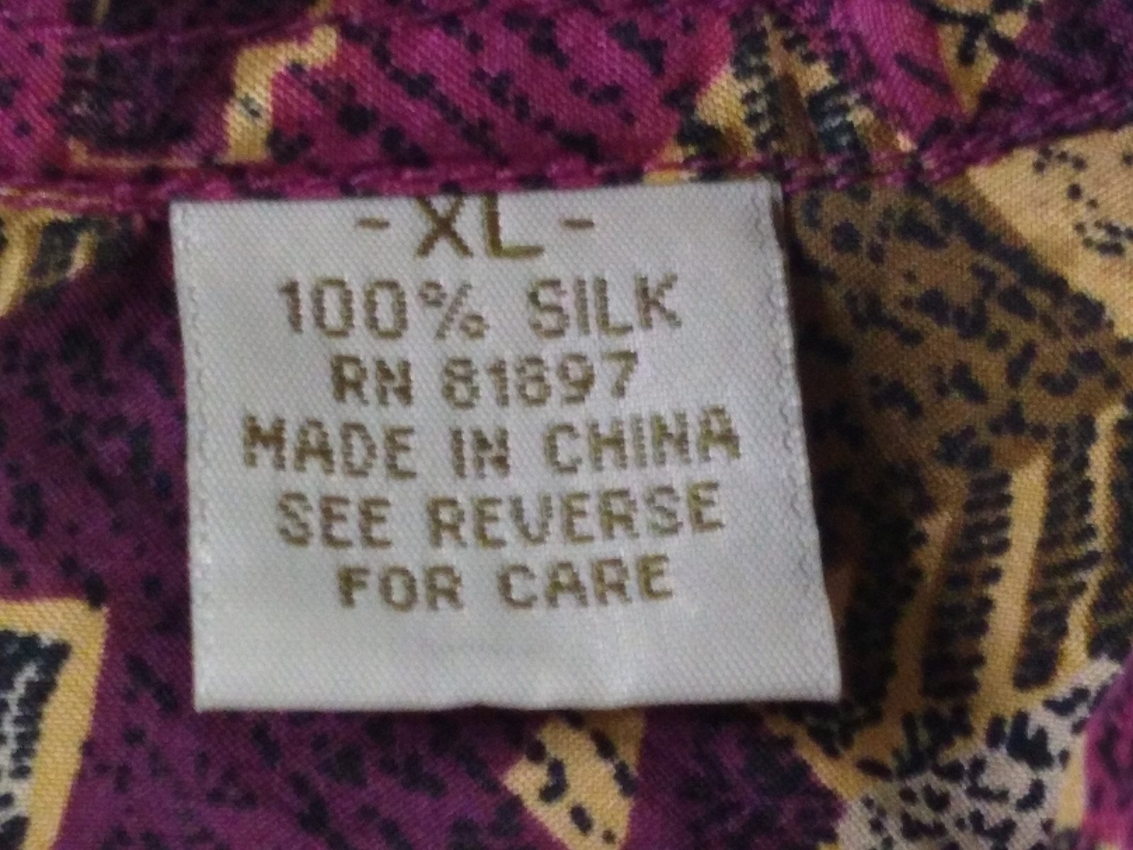 Expressions Worldwide 100% Silk Shirt Mens XL Purple Brown Geometric Vtg 90s EUC
