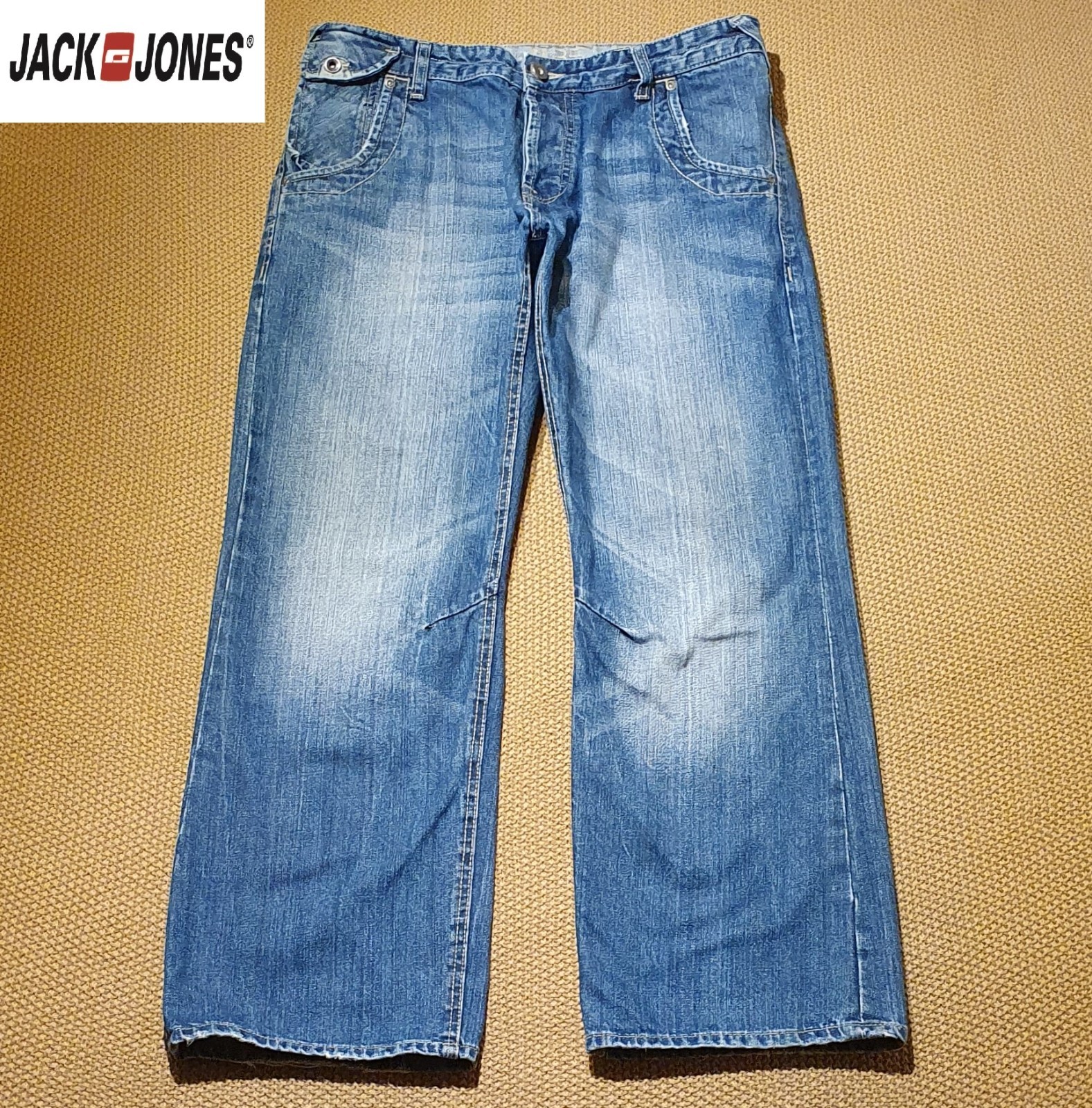 Jack & Jones Core Men’s Blue Wide Leg Jeans Sz W34 L30 Premium 100% Cotton Demin