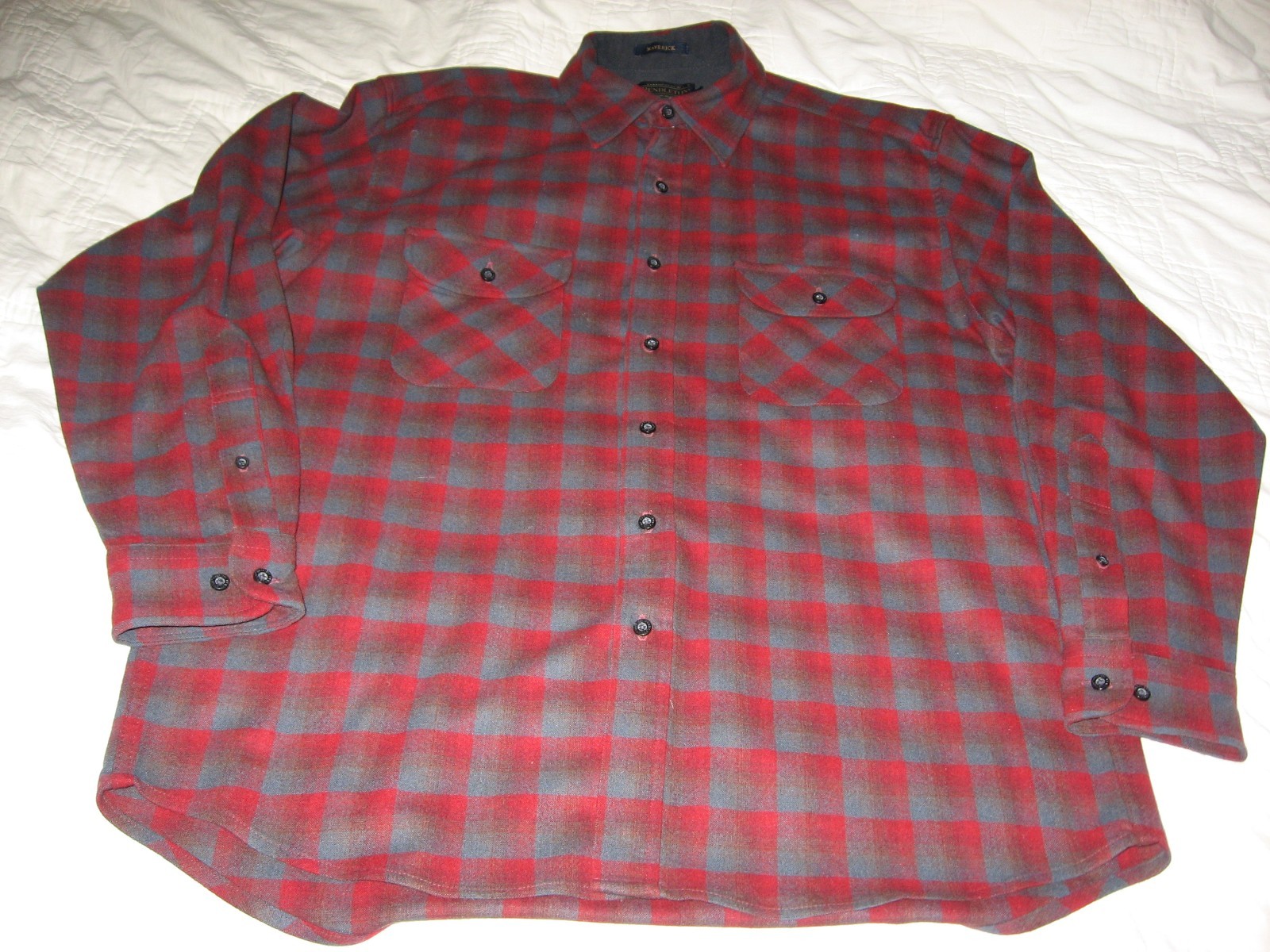 Pendleton Maverick Wool Plaid Men’s Long Sleeve Button Up Shirt Large