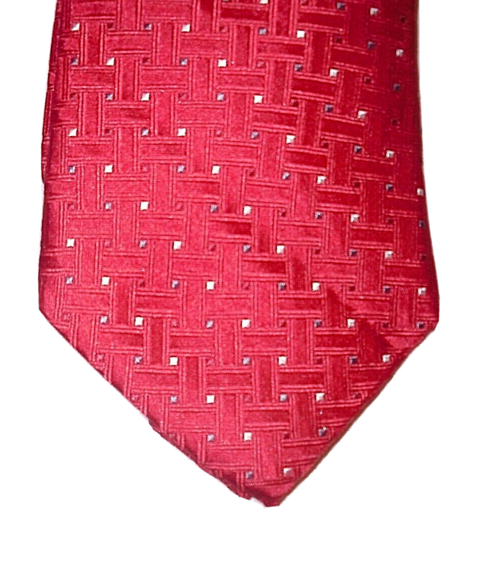 Beverly Hills Polo Club Tie Red Silk 3 1/8 Wide Tiny Polka Dot Necktie