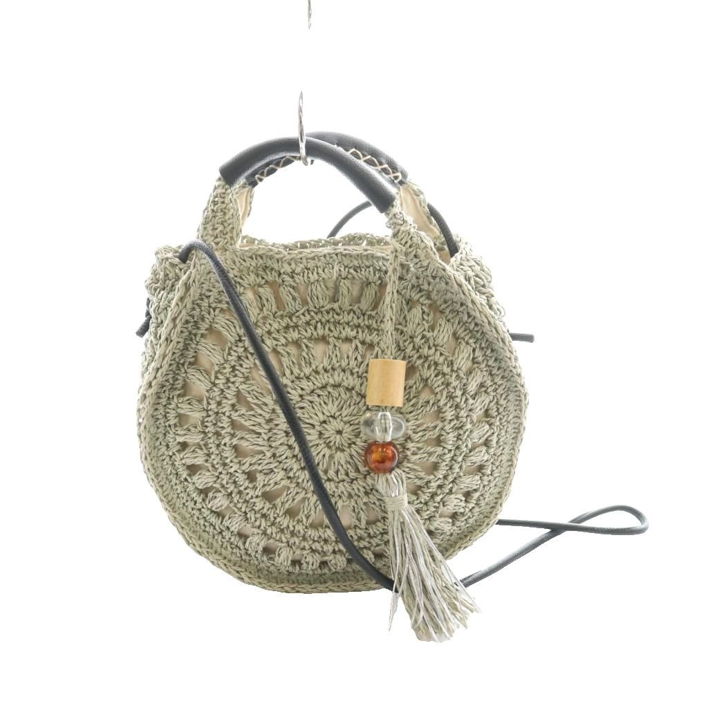 Niko and.. Green Gray Leather Shoulder Bag 9.5×8.7in Excellent Condition