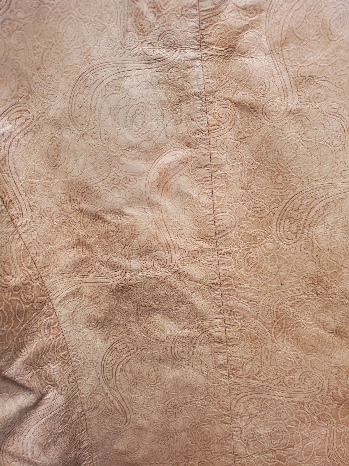 Moda International Tan Genuine Leather Jacket Paisley Textured Whipstitch Women