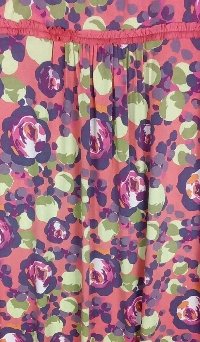Boden Dress Size 4P Floral Knee Length Long Sleeve Ruffle Trim