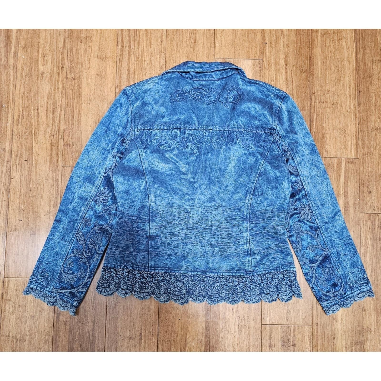Flashback Couture Blazer Women Size M Blue NWT 2005 Y2K Crochet Boho Cottagecore