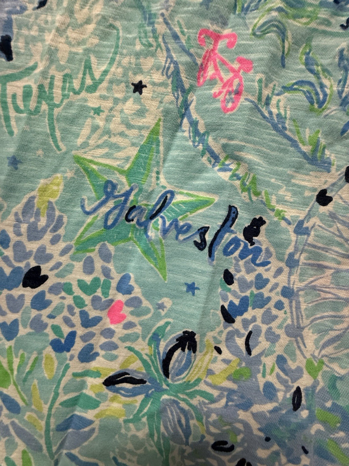 NWOT Lilly Pulitzer Etta V Neck Top L Lilly Loves Texas Destination Print