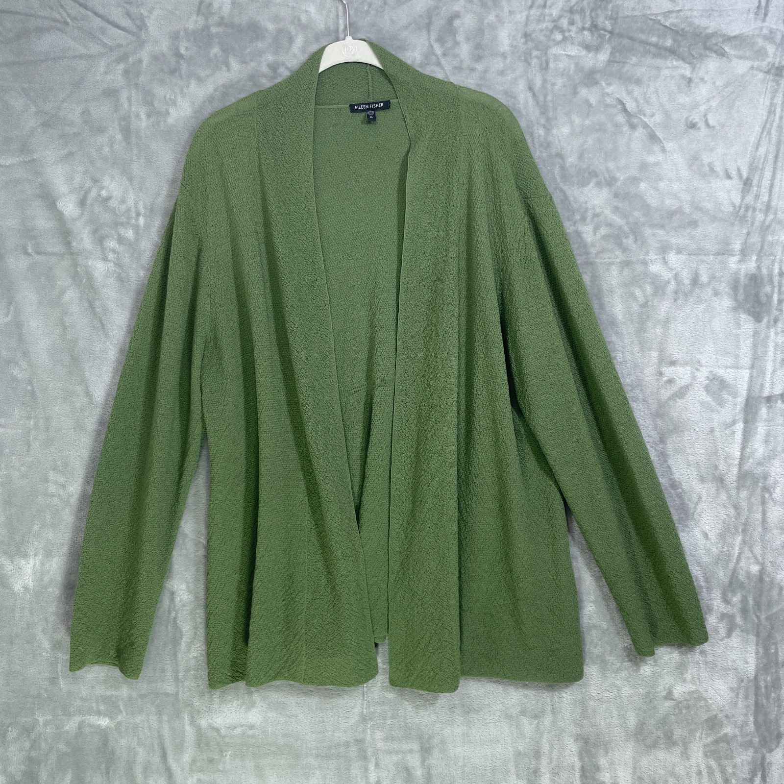 Eileen Fisher 100% Wool Open Front Cardigan + Tank Set Size XL Green Minimalist