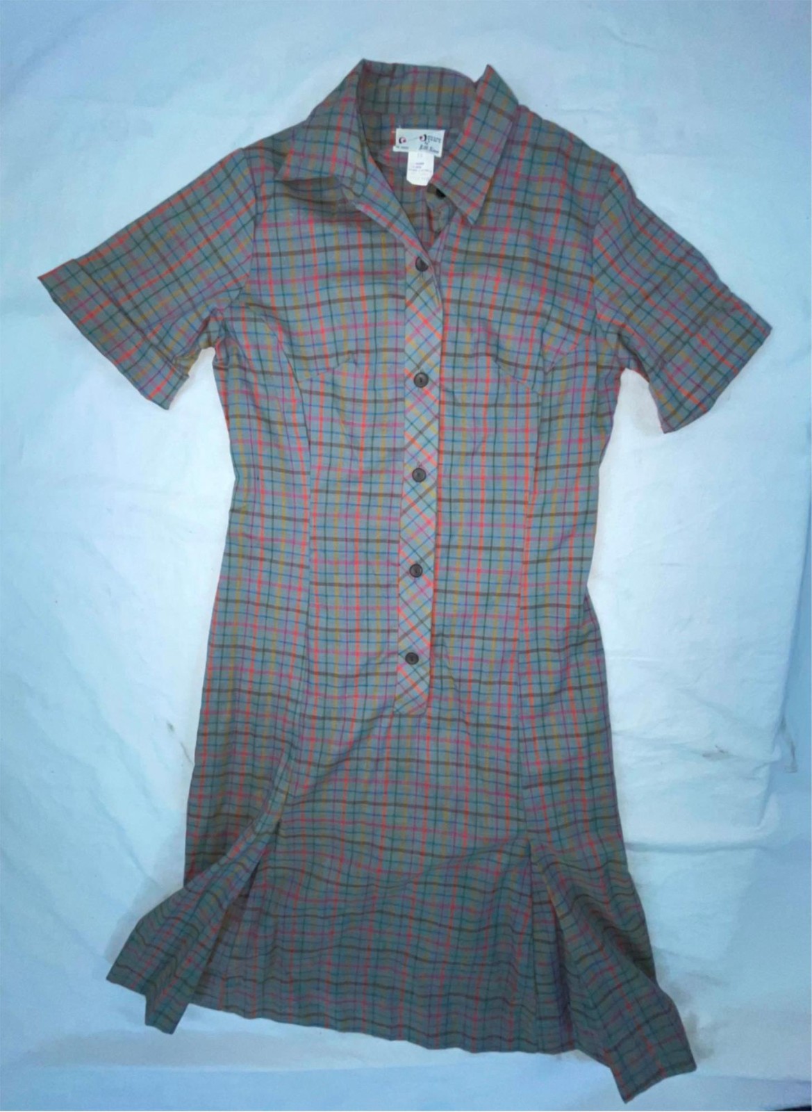 VTG 60S 70S WOMENS SMALL STRIPED UNIFORM BUTTON FRONT ROCKABILLY SCOOTER DRESS