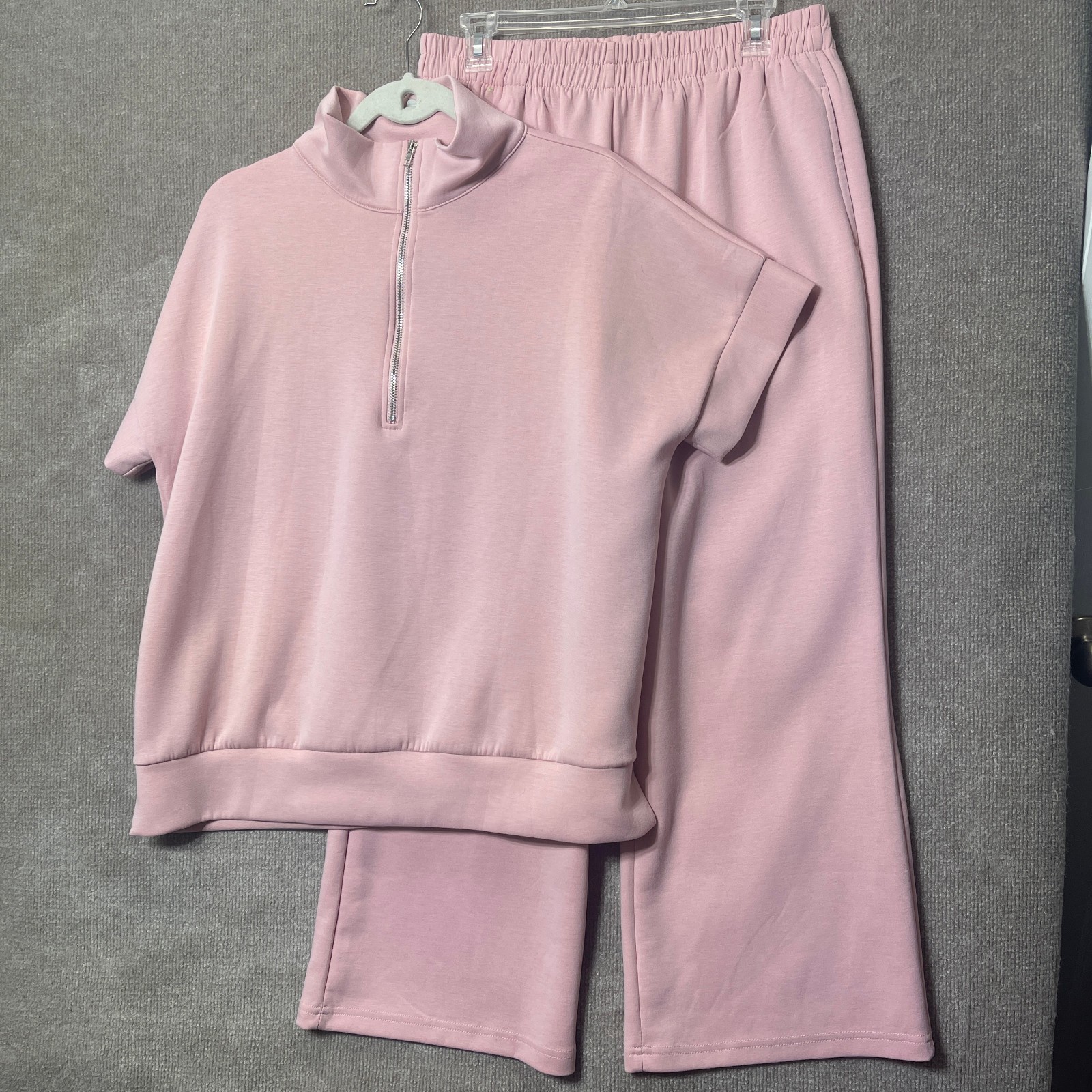 Dear Scarlett Two Piece Lounge Set Women 1X Pink Casual Travel Stretch Comfy