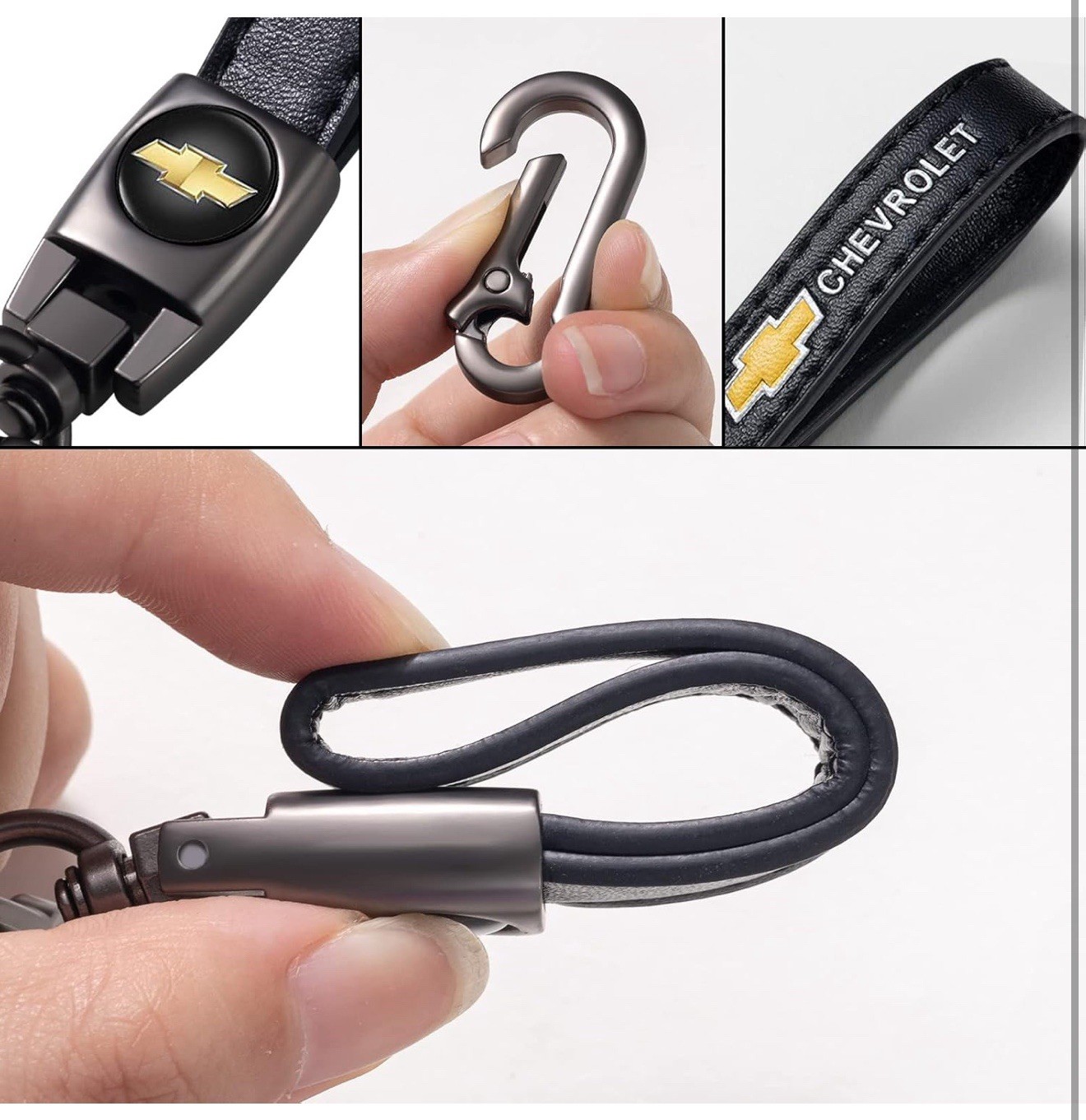 Leather Car Keychain Key Chain Chevrolet Bow Tie Yellow Logo Car Keychain NWT