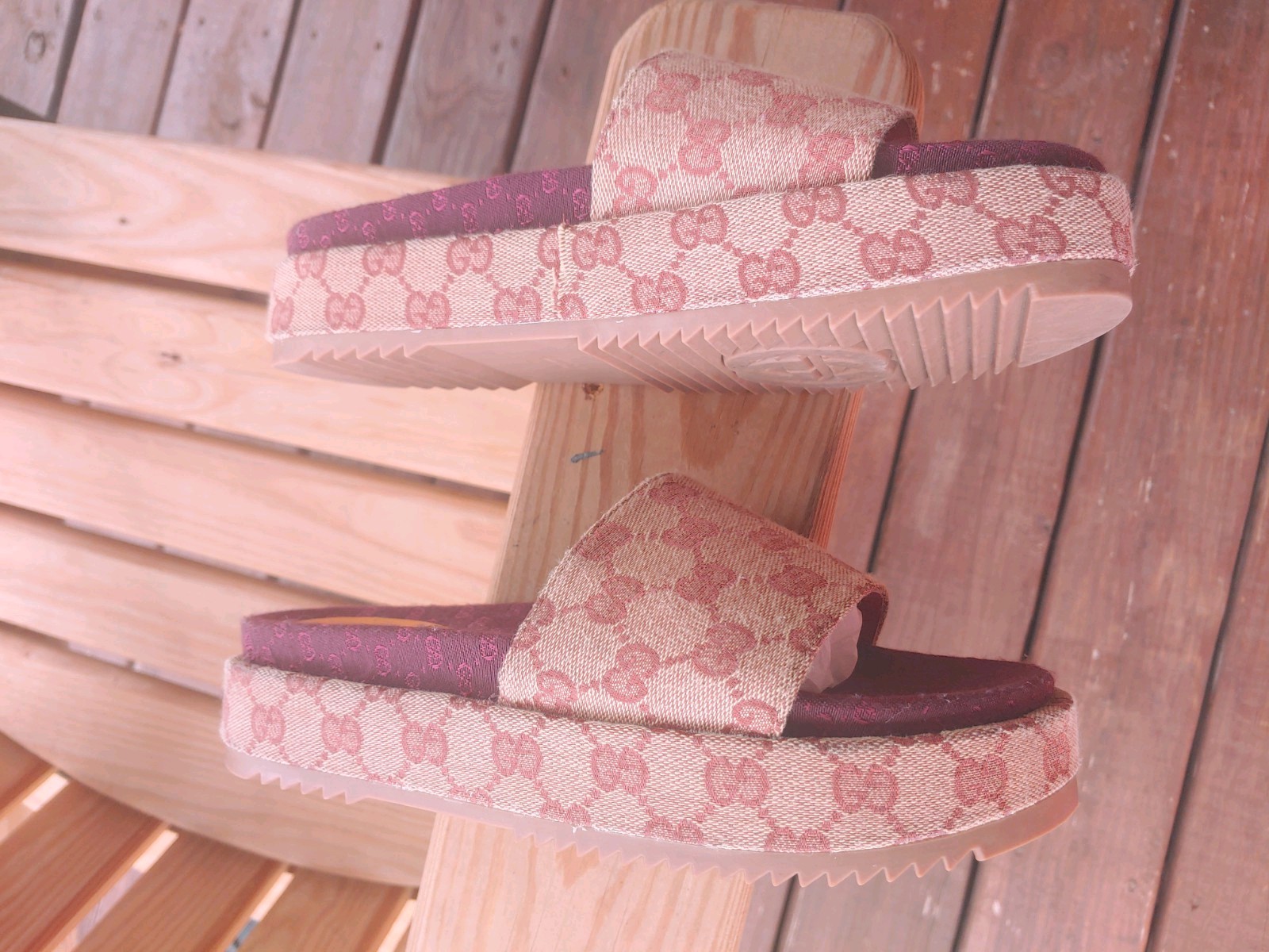 Gucci Logo Angelina GG Platform Slide Sandals Shoes Womens Size 10-10.5 Slip On