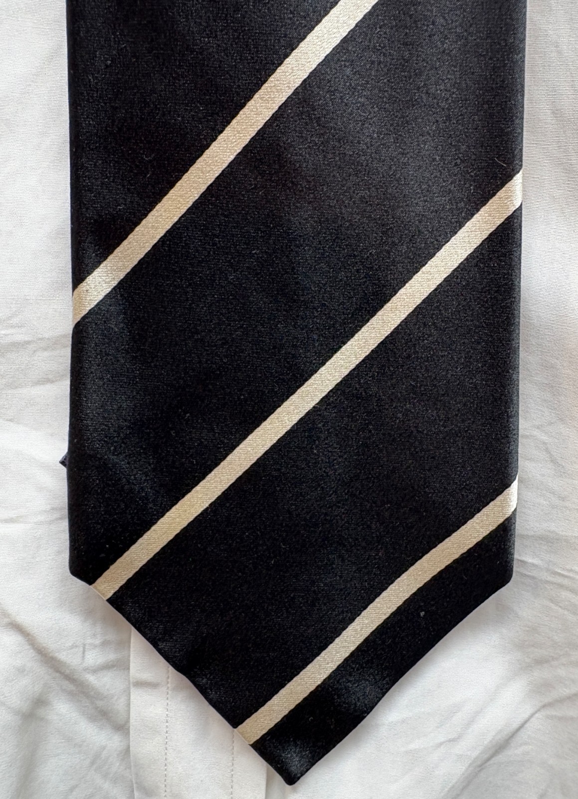 Ralph Lauren Purple Label Black & White Striped Woven Silk Tie – Italy – $235.00