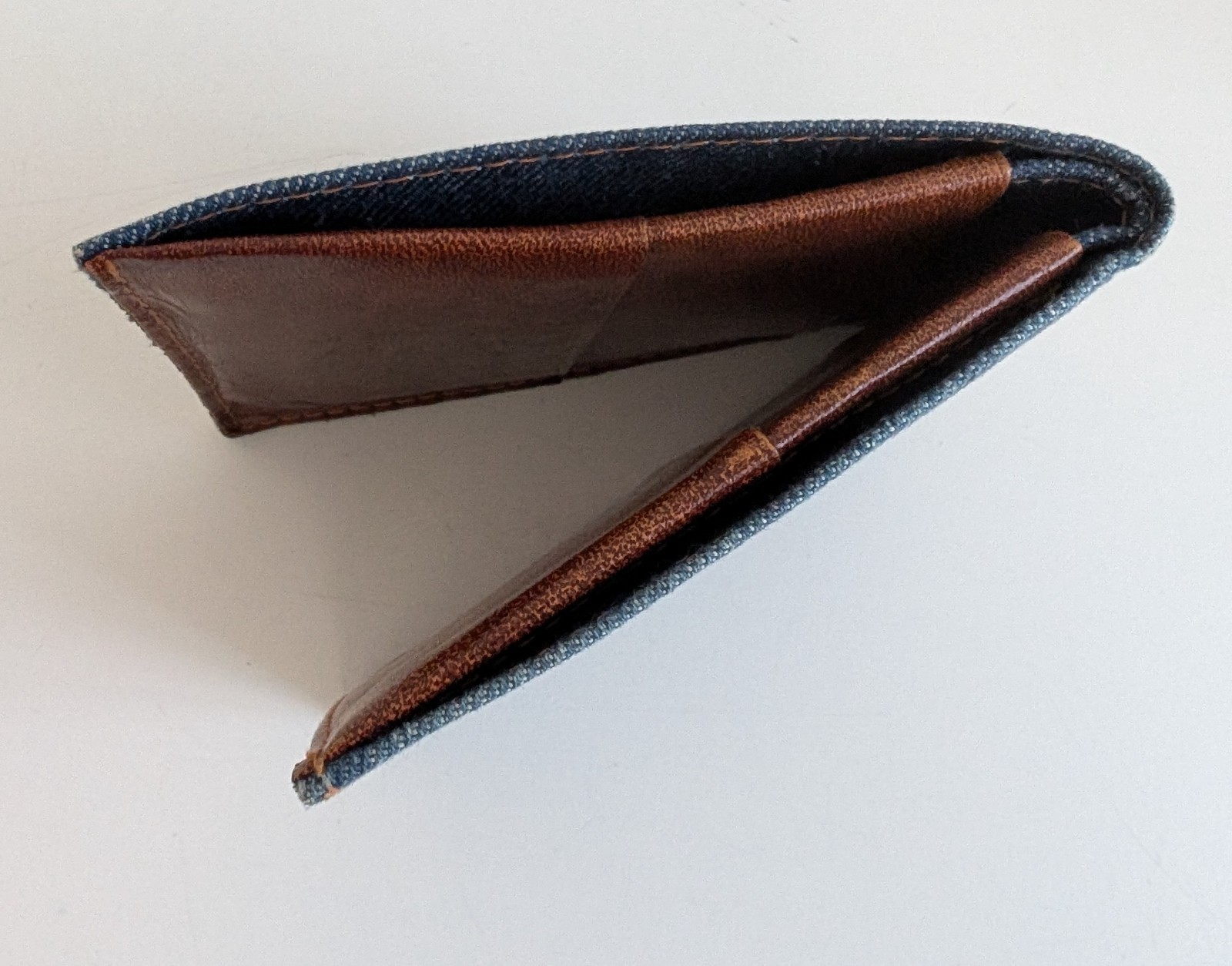 Vintage Levi Strauss denim leather wallet bifold two horse patch steerhide USA