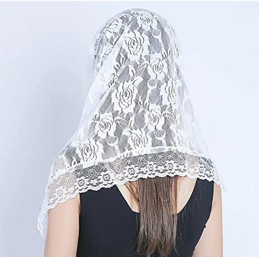 1 PACK Lace Mantilla Catholic Veil Church Chapel Head Covering Latin Mass White