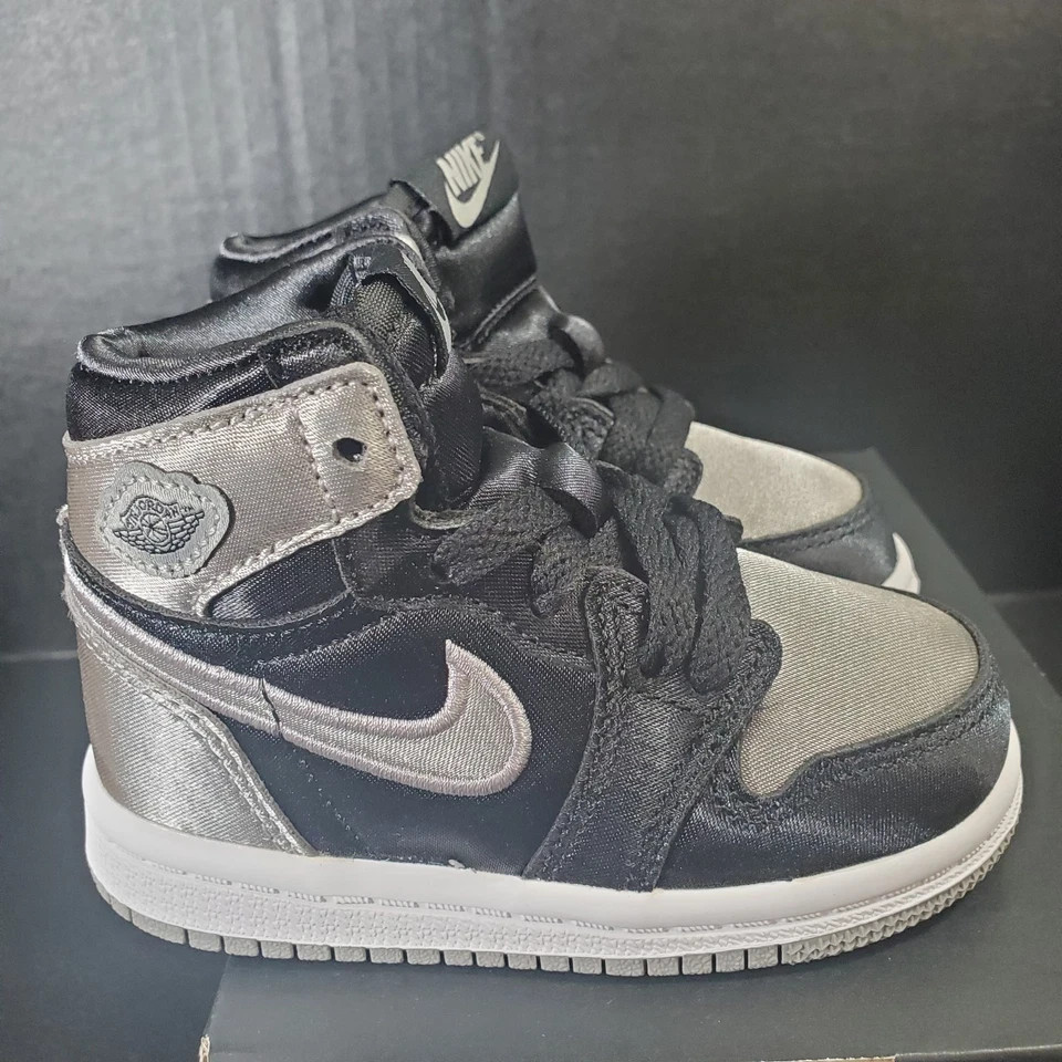 Nike Jordan 1 Retro High OG Satin Shadow Baby Size 5C FD5305 010 Black /Grey NEW