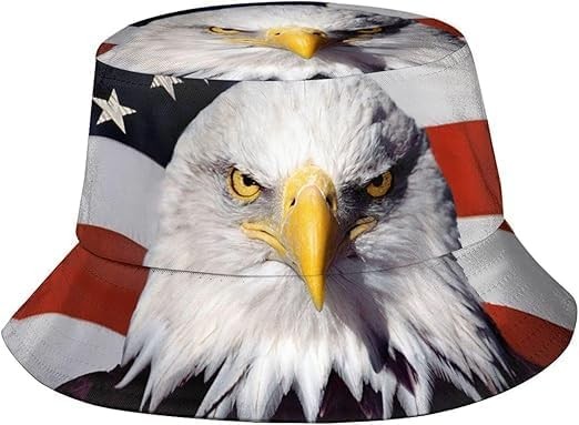 American Flag Bald Eagle Bucket Hat for 4th of July – Packable Sun Hat for Me…
