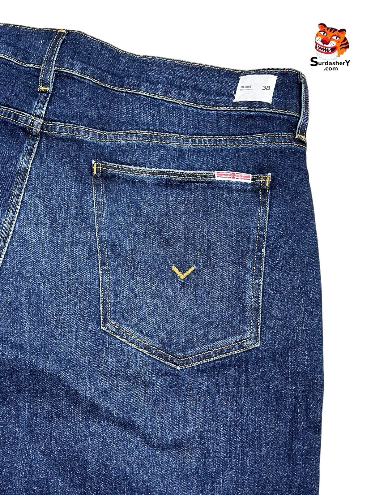 Hudson Blake Slim Straight Jeans Dark Wash Men’s Size 38×34