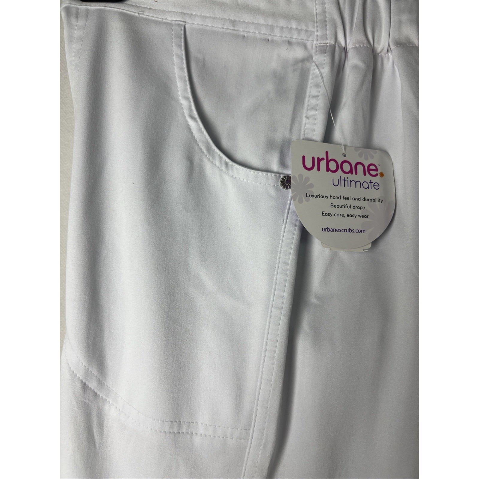 Urbane Ultimate Womens Bailey Cargo Scrub Pant Size Petite Medium PM White F30