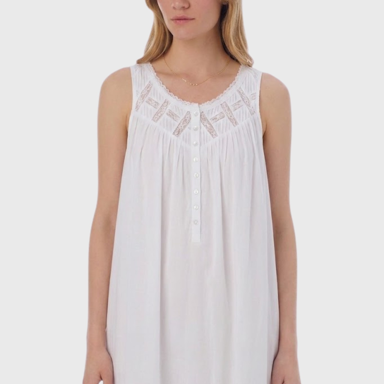 NWT Eileen West 100% Cotton Lawn Ballet Nightgown Sleeveless Regular, White