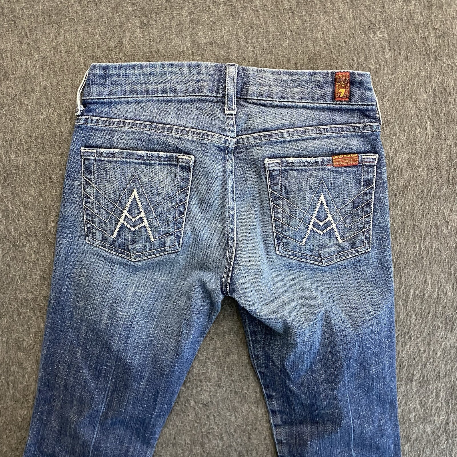 7 For All Mankind Jeans Womens Size 24 “A” Pocket Blue Bootcut Denim Made in USA