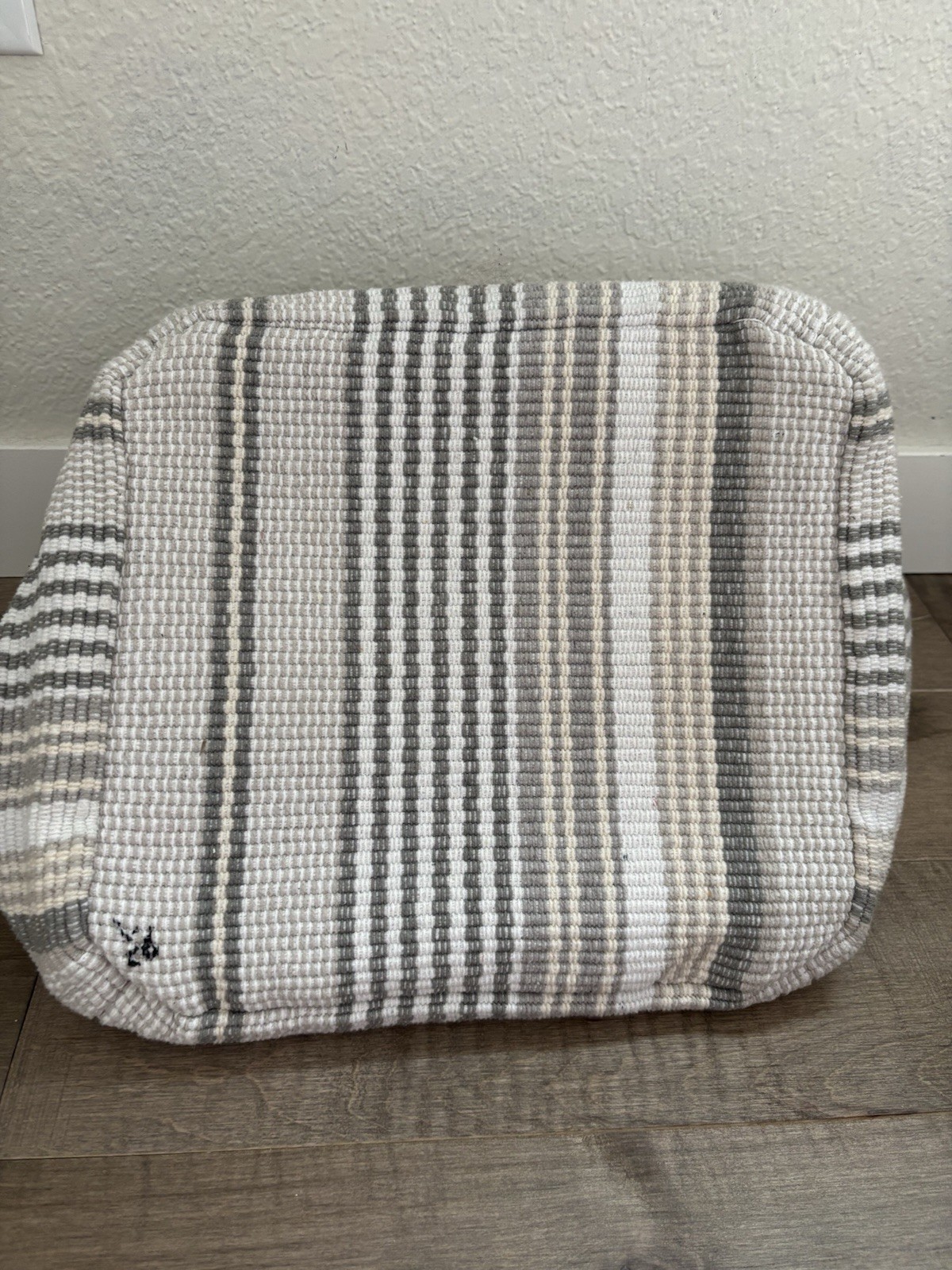Dash & Albert Handwoven Rug Co. Storage Basket Tote, Leather Handles 100% Cotton
