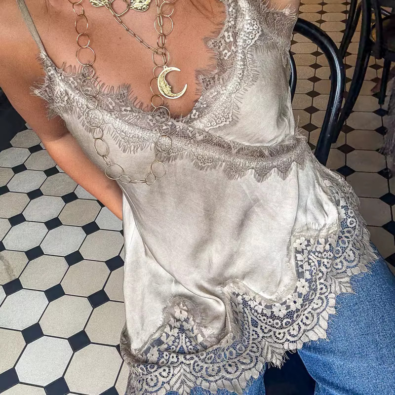 Womens Y2K Lace Cami Babydoll Tank Fairy Grunge Coquette spaghetti strap Top S-L
