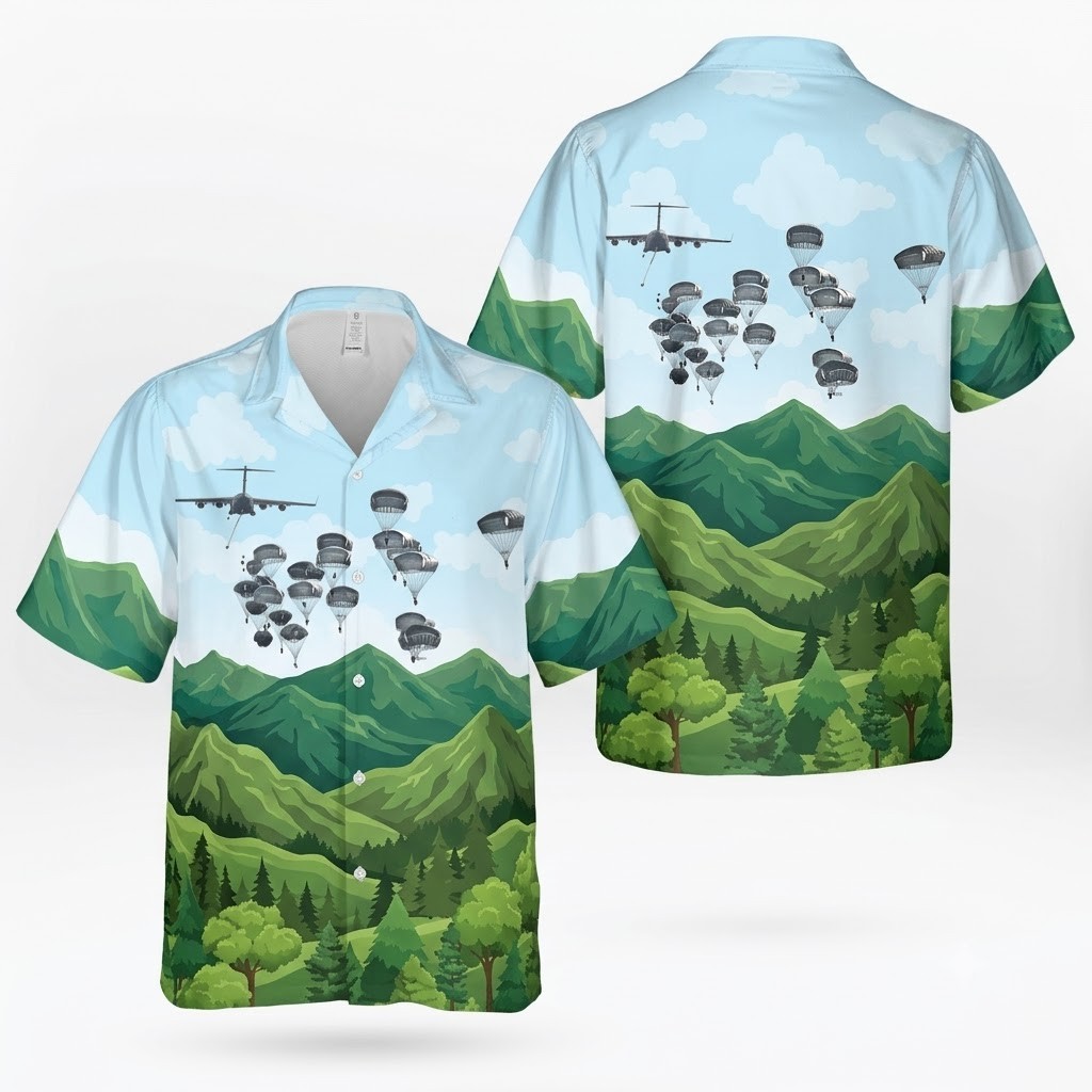 US Army’s 82nd Airborne Division Jump From C-17 Globemaster III Hawaiian Shirt
