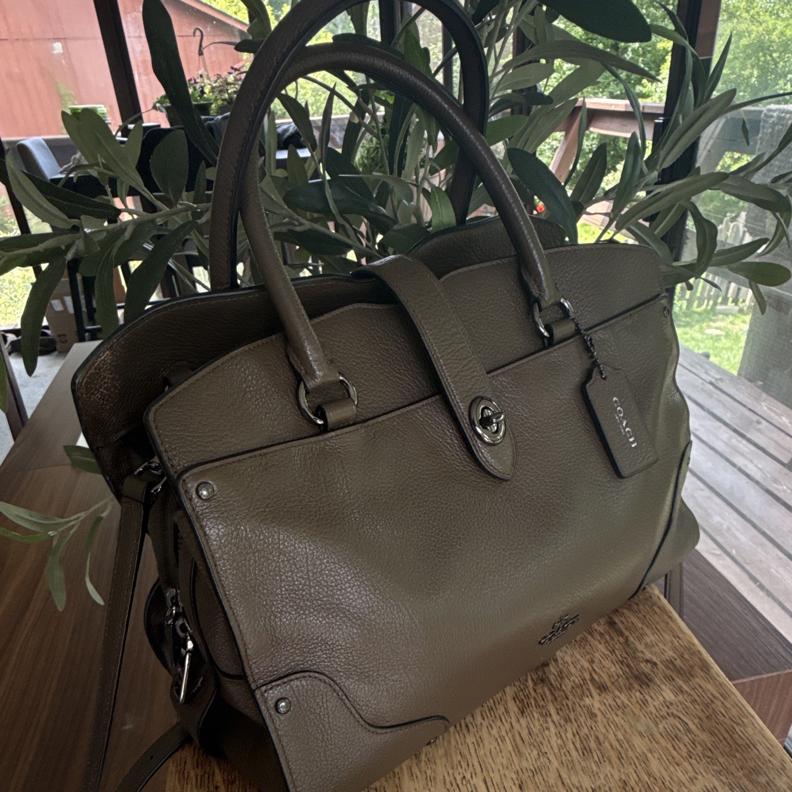 COACH Mercer 30 Grain Leather Crossbody Satchel Purse