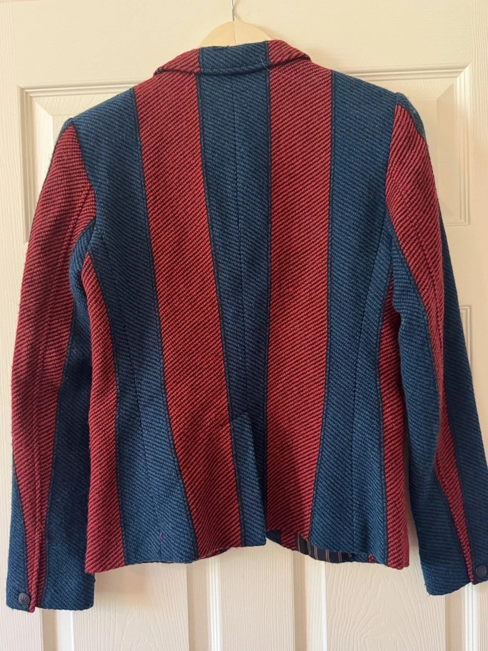 Rag & Bone Bailey Red & Blue Stripe Wool Blazer Sz 8