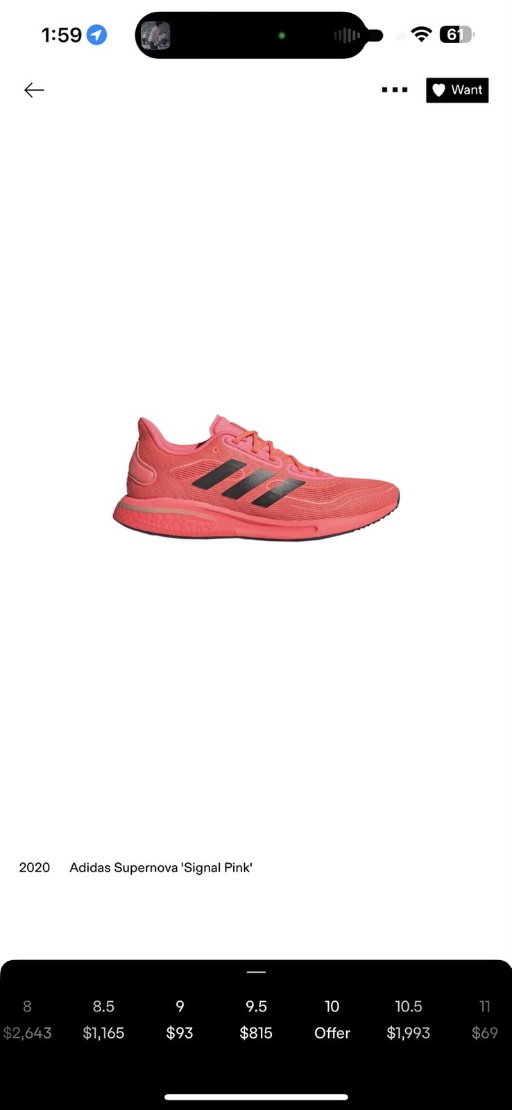 adidas Supernova ‘Signal Pink’ Pink/Black Low Top Lace-Up Running FV6032