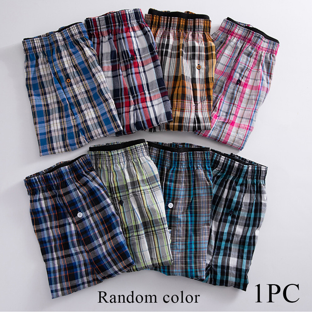 Random Color Woven Shorts Mens Cotton Underwear Oversized Short Pants Elastic