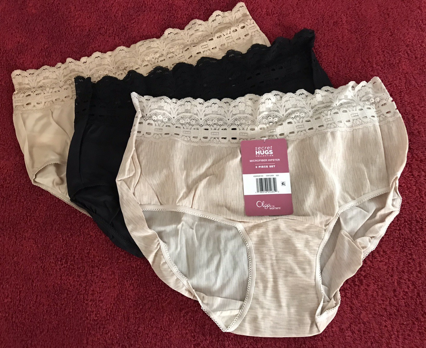 Olga by Warners Secret Hugs Fit All Day Microfiber Hipster Panties (3-Pack) Sz L