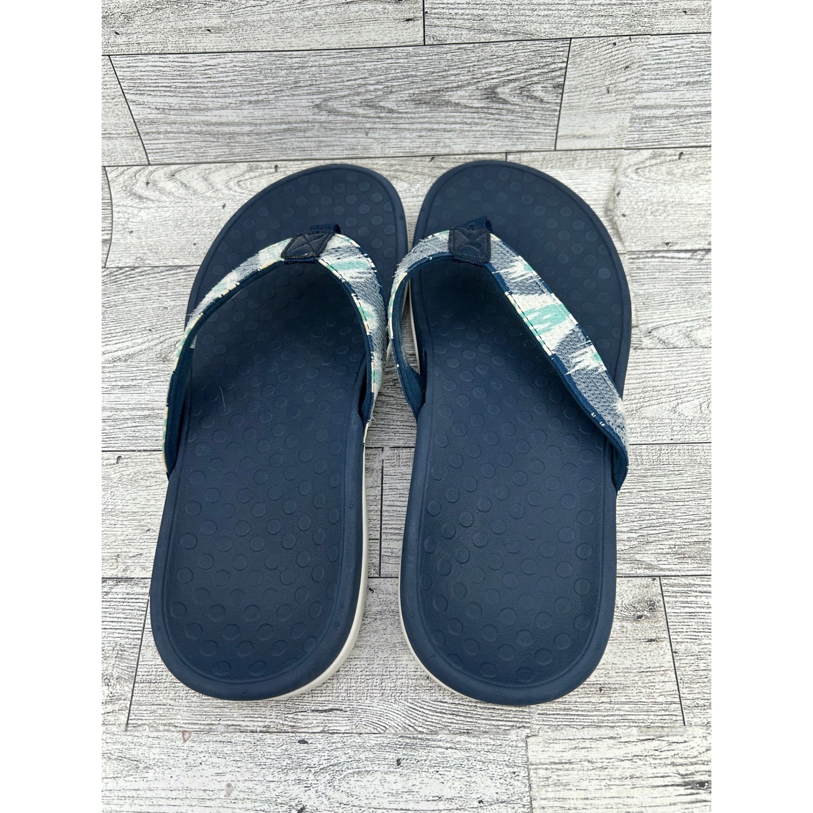 Vionic Tide Sequins Navy Blue Mint Orthotic Thong Sandals Women Size 6 44TIDESQ