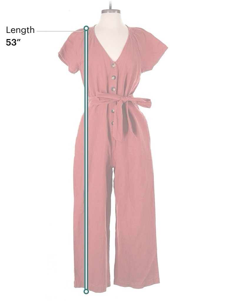 Madewell Rust Linen Button Front Wide-Leg V-Neck Jumpsuit Women’s 00